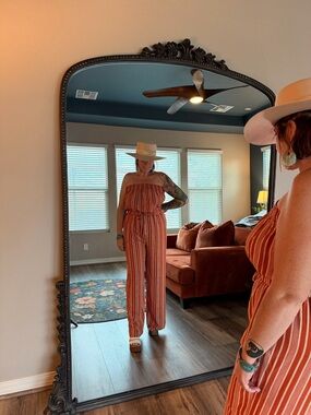 No Boundaries Orange Striped Strapless Jumpsuit NWT